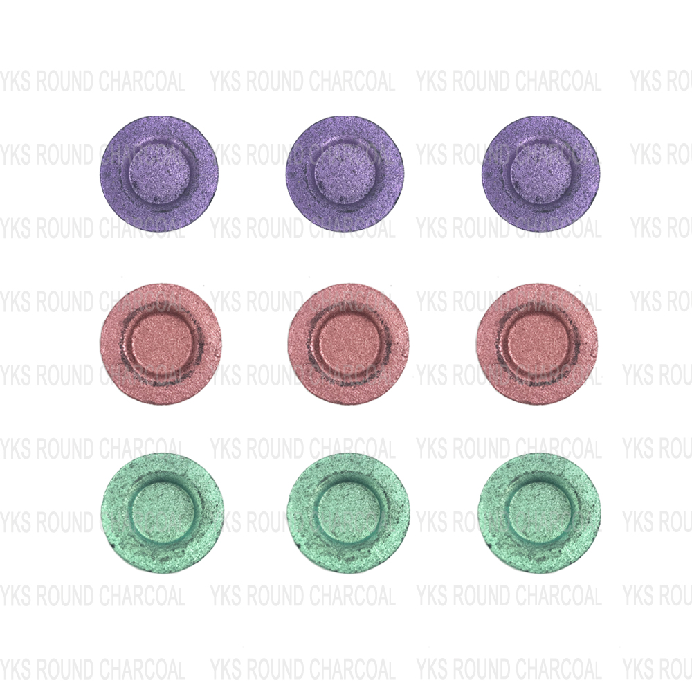 Colorful round charcoal tablets